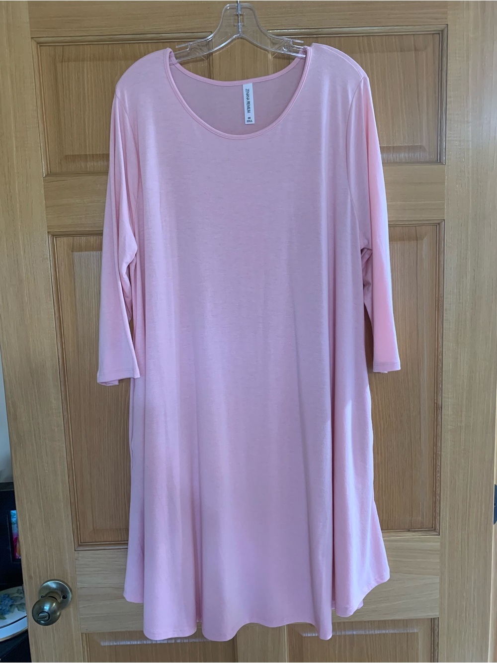 Zenana Outfitters plus sized Light Pink Swing Tunic Top